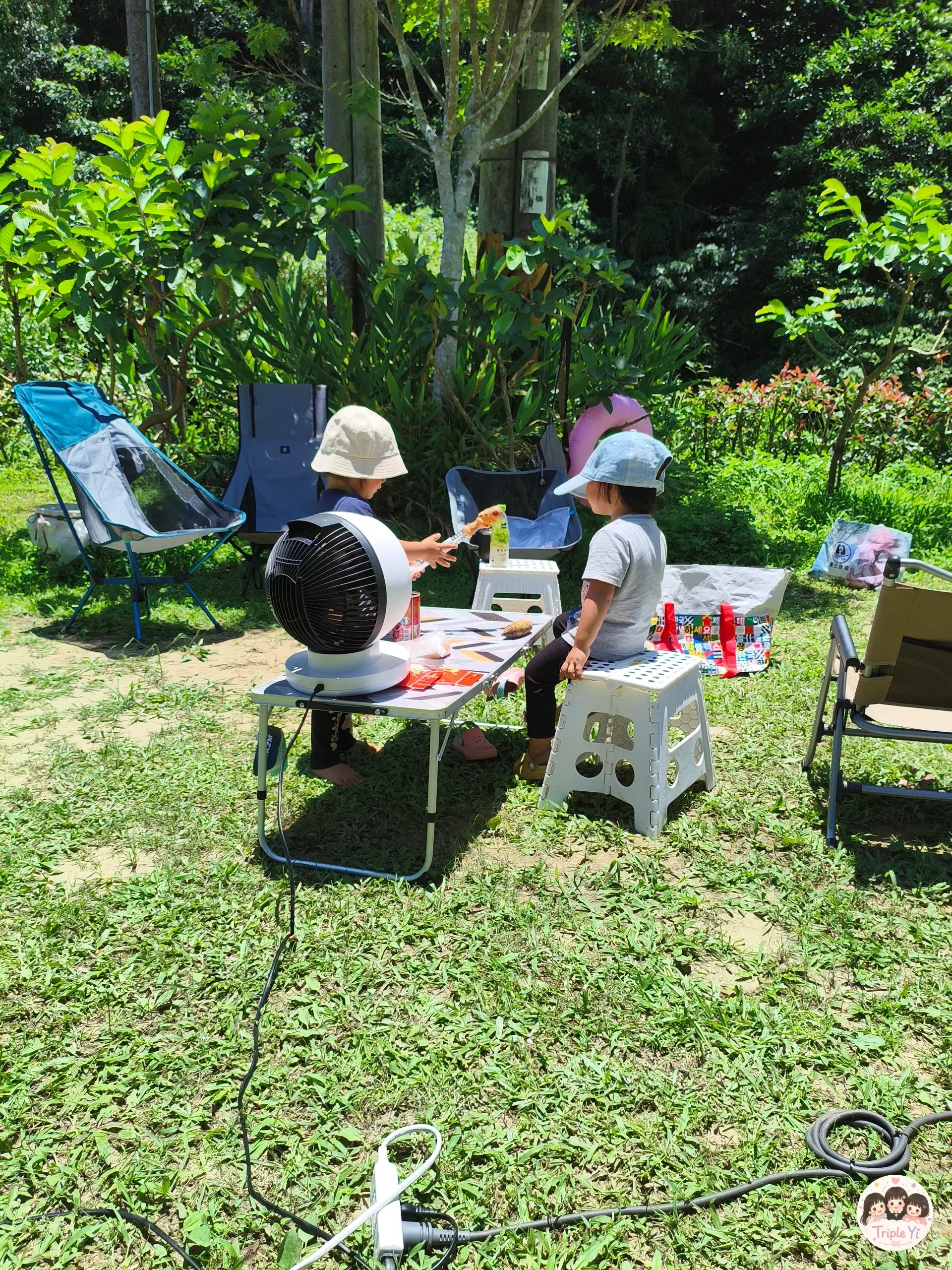 [第一次去露營] 旅人山泉-北埔狩獵帳民宿 三個孩子都很開心
